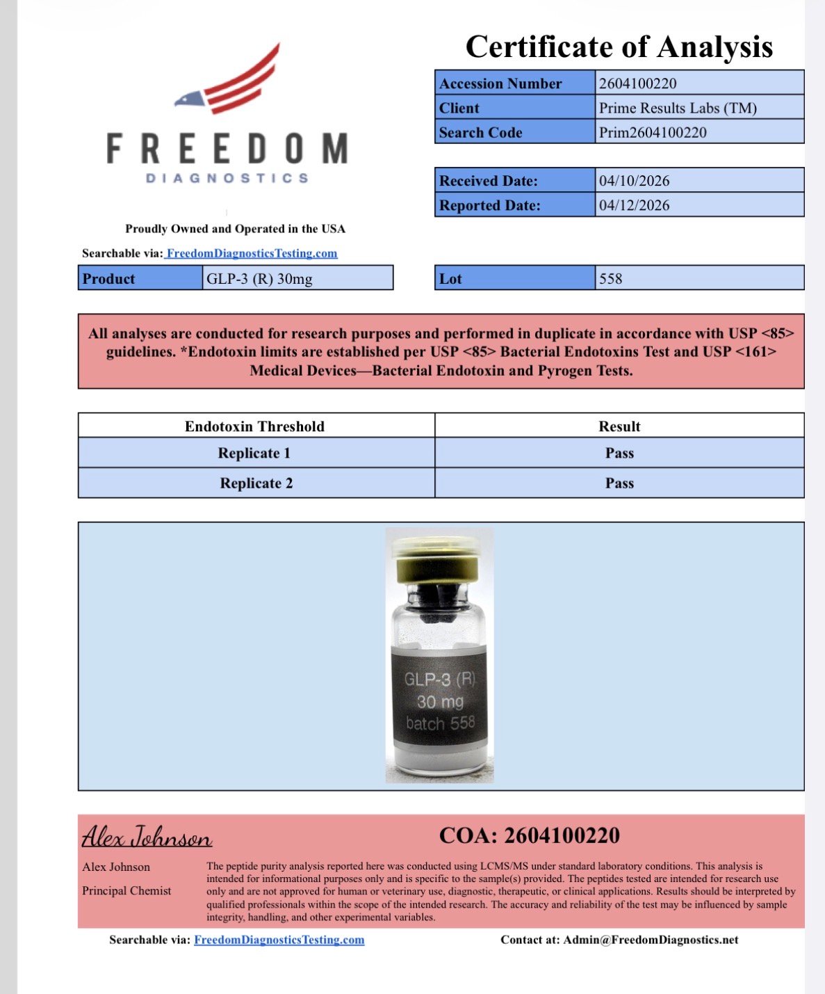 GLP-3 (R) Certificates of Analysis