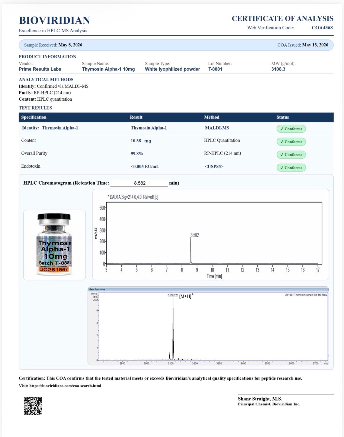 Thymosin Alpha-1 10mg